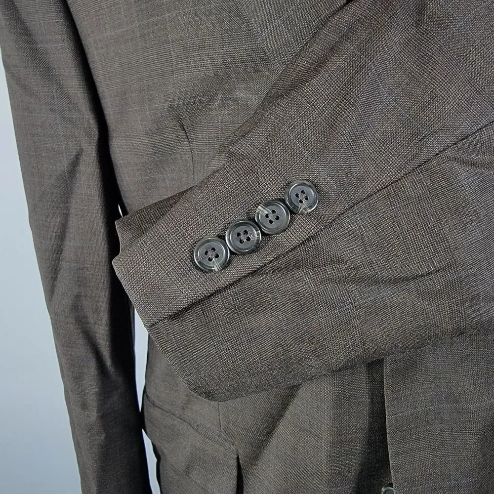 Lauren Ralph Lauren Men's Sport Coat Blazer Two Button Brown Plaid Wool‎ Sz 44L